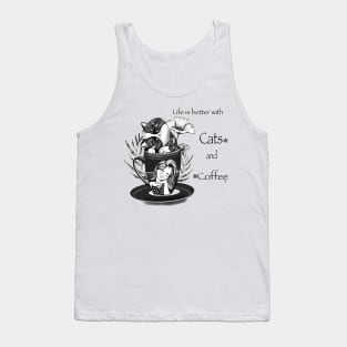 Coffee and Cat with Girl Tank Top